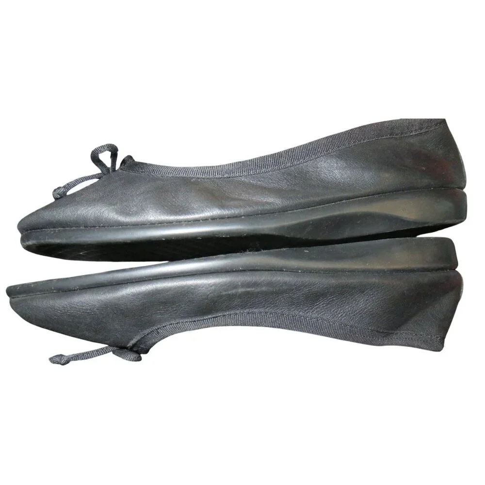 Aerosoles Catalina Black Leather Ballet Bow Accent Flats Driving Shoes size 8.5